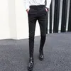 Men's Pants 2021 Latest British Style Black Slim Fit Skinny Suit Pant Formal Long Trousers Male Quality Stretch Casual Men