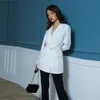 Koreański Szczupła Elegancka Kariera Damska Dress Blazer Czarny Biały Pas Kobieta Office Wiosna Letnia Biuro Lady Blazers w magazynie 210518