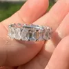 Choucong Brand Unikalne pierścionki ślubne biżuteria 925 SREBRE SREBROWA Księżniczka Cut White Topaz CZ Diamond Stones Eternity Wom4602948