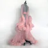 Pink Feather Robes Evening Dresses Pregnant Women Photo Robe Women's Edge Tulle Long Bridal Bathrobe Bathrobes with Belt Custom Made