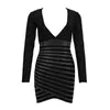 Casual Dresses Beading Elegant Bandage Dress Women Black Sexy 2022 Höst Winter Club Celebrity Party Clothing