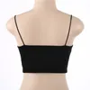 Casual Bawełna Kobiety Crop Tops Bandaż Rękawelino Camisole Low Cut Solid Crop Top Kobiety Sexy Kamizelka Odzież Czarny / White X0507