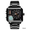 Zegarek marka BOAMIGO LED Digital Watch Men Auto Data Fashion Square Quartz Waterproof Watood Stagroy Stal zegarki męskie