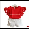 Sets Baby Clothing Baby Maternity Drop Delivery 2021 Girls Clothes Kids Summer Short Sleeve Top Fashion Shorts Round Neck Shirt 2 Piece Set Y