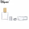 50 stks parfumvervanging fles, goud en zilver rechte dekking, 30ml, 50 ml draagbare transparante glazen fles, spuitfles