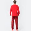 Boże Narodzenie Piżamy Zestawy dla rodziny 2021 Cute Plaid Reindeer Holiday Pleaswear Dopasowanie Xmas PJS Family fotografia strój 2sets HH21-814