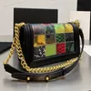 Designer Women Boy Series Crossbody Bag Paris Brand Serpentine Patchwork Quilted Flap Handbags Cowhide Genuine Leather Shoulder Ha256p