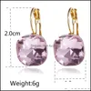 Jewelryfashion Or Couleur Carré Boucles D'oreilles Bleu Vert Violet Cristal Autrichien Strass Boucle D'oreille Pour Les Femmes De Mariage Bijoux Drop Delivery