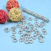 Tsunshine 100Pcs Rondelle Spacer Crystal Charms Beads Silver Plated Czech Rhinestone Loose Bead for Jewelry Making DIY Bracelets 4362965