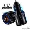 ファーストクイックチャージPD USB Cカー充電器30W 18W QC3.0デュアル2 USBポート3.1A iPad用の自動車充電器iPhone 12 13 14 15 Pro Max Samsung S23 S24 LG Android Phone PC GPS