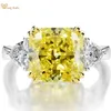 Wong Rain 100% 925 Sterling Silver Utworzony Moissanite Citrine Sapphire Gemstone Ślubne Pierścionek Zaręczynowy Świetna Biżuteria Hurtownie