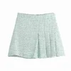 Casual Women High Waist Skirt Spring-autumn Fashion Ladies England Style Female Textured Wide Pleated Mini 210515
