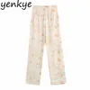 Tie Dye Imprimer Casual Femmes Pantalon Couture Zip Taille Haute Flowy Long Pantalon D'été Lâche pantalones 210514