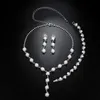 Smycken sätter kvinnors silver guldpläterad bling glänsande rhinestone pärla brud halsband armband örhänge bröllop n4866