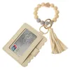 Bracelet en cuir portefeuille porte-clés glands Bracelet porte-clés porte-carte sac Silicone perlé Bracelet porte-clés WHT0228