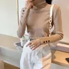 Wiosna Zima Vintage Turtleneck Sweter Dla Kobiet Solidna Długie Rękaw Pullover Dolne Dzianiny Topy Pull Femme Chic 12743 210527