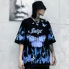 Niebieski Blue Butterfly Hip Hop Streetwear T Shirt Men Casual Cotton Harajuku Krótki Rękaw Ops Oversized Mens 210629