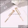 Bengelen kroonluchter oorbellen sieraden lange tassel Koreaans ￩￩n woord ketting oor druppel vrouwen messing stud gouden oorbel mode groothandel levering 202