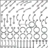 Ювелирная сталь сталь сталь набор языка кольца пирсинг бровей.