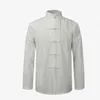 Nieuwe mannelijke katoenen shirt traditionele Chinese mannen jas kleding kung fu tai chi uniform herfst lente lange mouw jas voor man y1106