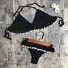 Crochet taille haute tricoté Micro Bikini ensemble licou maillots de bain plage Sexy Lingerie ensembles 2021 arrivée femmes