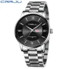 reloj hombre CRRJU Men's Watches Fashion WristWatch for Men Stainless Steel Band waterproof Calendar Silver Gift Quartz watches 210517