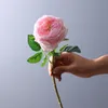 Simulazione Ramo di fiori di peonia rosa idratante per soggiorno, ufficio, decorazione della tavola, bouquet da sposa, fiori di rosa finti