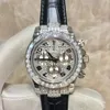 Lyx klockor 116599 TBR 40mm Steel Diamond ETA7750 Automatisk kronograf Mens Watch Sapphire Pavé Diamants Ring Läderband Gents Armbandsur