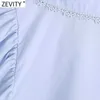 Zevity Women Sweet Lace Spliced Peter Pan Collar Solid Shirt Dress Female Chic Pleat Butterfly Sleeve Casual Vestidos DS8342 210603