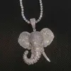 ヒップホップaaa cubic zirconia pave bling iced out elephant animal pendants colder