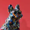 Nordic Boyama Sanat Graffiti Bulldog Köpek Yaratıcı Reçine El Sanatları Ev Dekorasyon Şarap Dolabı Ofis Dekor Hediye 211101