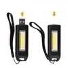 2022 새로운 휴대용 미니 USB 충전식 포켓 손전등 가벼운 무게 0.5W COB LED 키 체인 독서 빛 비상 편리한 램프