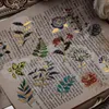 Confezione regalo 8 adorabili disegni di fiori dorati Serie linguistica PET Decorazione creativa per account a mano Adesivi in materiale collage fai-da-te