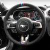 DIY Siyah Süet Deri Direksiyon Kırmızı Dikiş Üzerinde Wrap Kapak Ford Ford Mustang 2015-2019 / Mustang GT 2015-2019