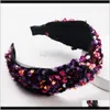 Headbands Jewelry Drop Delivery 2021 Fish Scales Sequins Mesh Hair Ball Show Trend Wide Edge Head Band Fpurn