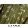 Kvinnor Chic Fashion Animal Print Midi Shirt Dress Lantern Sleeve Button-up Kvinna Klänningar Vestidos Mujer 210420