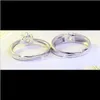 Solitaire Sier Diamond Ring Lovers justerbara par smyckengagemang för kvinnor bröllopsmän ringar 6ayc3 wi52j