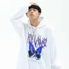 Hommes Hip Hop Sweat à capuche Sweat-shirt Papillon Streetwear Harajuku Sweat à capuche surdimensionné Automne Coton Sweat à capuche HipHop Lâche 210730
