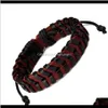 Drop Delivery 2021 Fashion Mens Charm Bracciale in pelle Bracciale intrecciato a mano Design di gioielli Hip Hop Rock Punk Bracciali neri marroni per uomo R