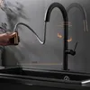 Kitchen Faucet Pull Out Water Mixer Tap Single Handle 360 Rotation Shower Faucets Touch intelligent temperature change