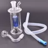 Atacado 10mm Mini Mini LED água leve Dab Rig Bong Bong Pyrex Hookah Glass Oil Burenr Tubs com tigela de fumantes e mangueira de palha de silicone