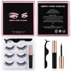 3 paires d'eye-liner liquide magnétique et de faux cils Ensemble de faux cils naturels Aimant de colle gratuit Boîte noire Coloris Gros cils de maquillage