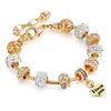 2022 New Gold Love Crystal Charms for Pandora Bracelets Women Fashion Jewelry Valentine Gift Chain Designer Original Trend Brand305E