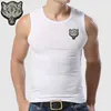 Casual erkek Kurt T-Shirt Yuvarlak Boyun Kolsuz Pamuk Nakış Hayvan T Gömlek Erkekler Tee Gömlek Homme Camisetas Hombre 210726