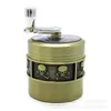 4 Layers Smoking Metal Hand crank Grinder 55mm with Skull Print Herb Tobacco Abrader Crusher Grinding Device