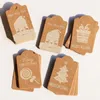 Christmas Decorations 50pcs Merry Kraft Paper Tags With Rope Santa Claus Snowflake Gift Box Hanging Label For Year Xmas Party Decor