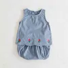 Fille Cool Coton Imprimé Gilet Costume 0-3 Ans Né Été Bébé Vêtements Sans Manches Top Pain Shorts Deux Pièces Ensemble 210417