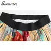 SURMIITRO Floral Print Chiffon Maxi Skirt Women With High Waist Spring Summer Ladies Red Black Long Pleated Skirt Female 210730