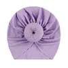 12 couleurs bébé chapeaux mignon fille garçon noeud indien beignet turban coiffure casquette enfants tête enveloppement solide doux bandeau coton côtelé infantile enfant en bas âge bandeau bonnet