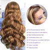 Bruin honing blonde hoogtepunt pruik 13x4 kant voorkant menselijk haar pruiken lichaam wave volledige 360 ​​veters frontale remy hd sluiting 150% diva1